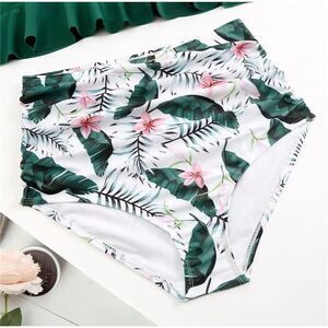 Tropical Flower & Palm Leaf High Waisted Bikini Bottoms XL NWOT